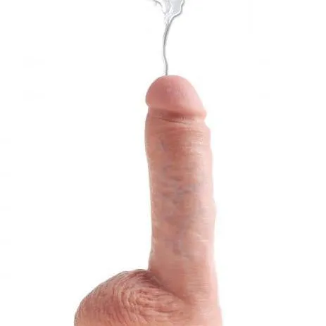 King Cock Squirting 8 Inch Dildo with Balls - Vanilla