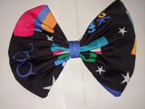 Lil Book Worm Black Fabric Hair Bow ^