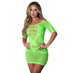 Magic Silk Seamless Half Sleeve Dress Neon Lime O/S