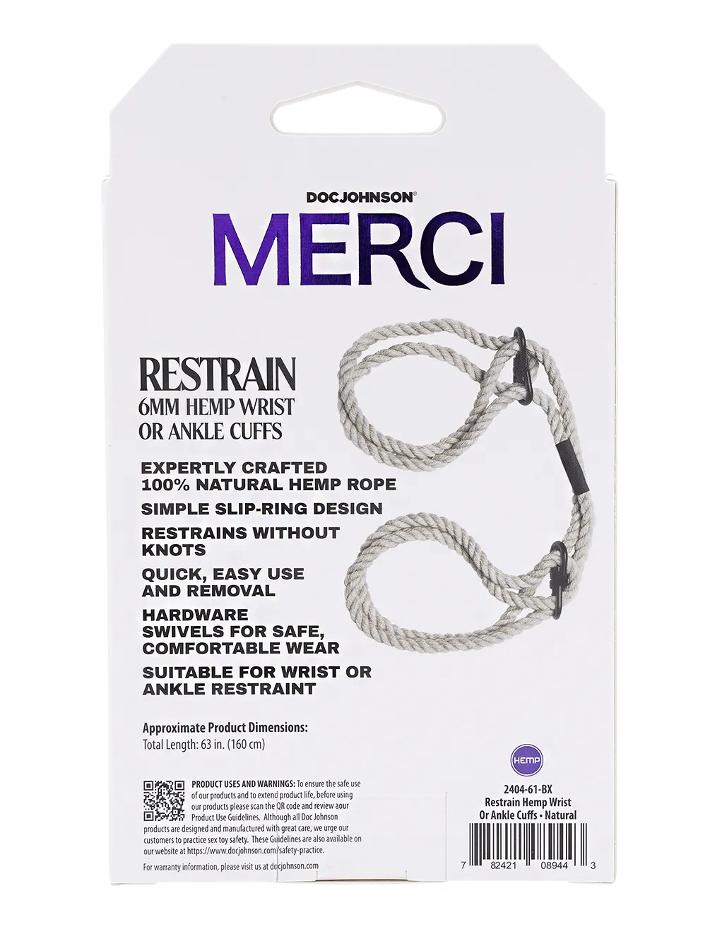 Merci Restrain 6mm Hemp Cuffs