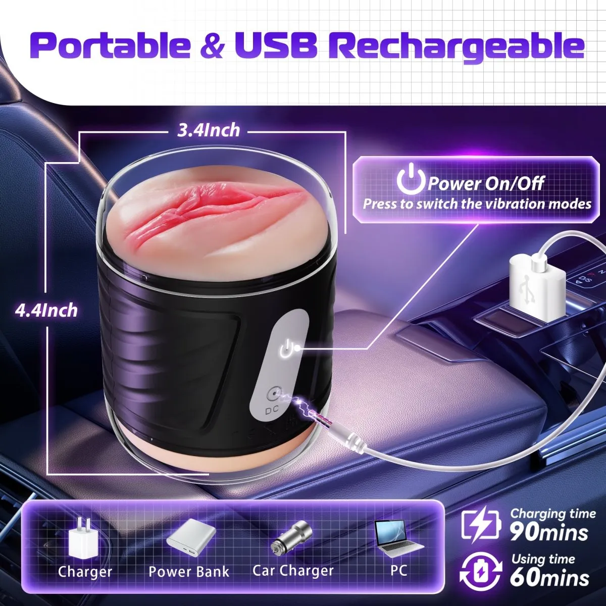 New 2 in 1 Vibrating Open-Ended Male Masturbation and Penis Trainer