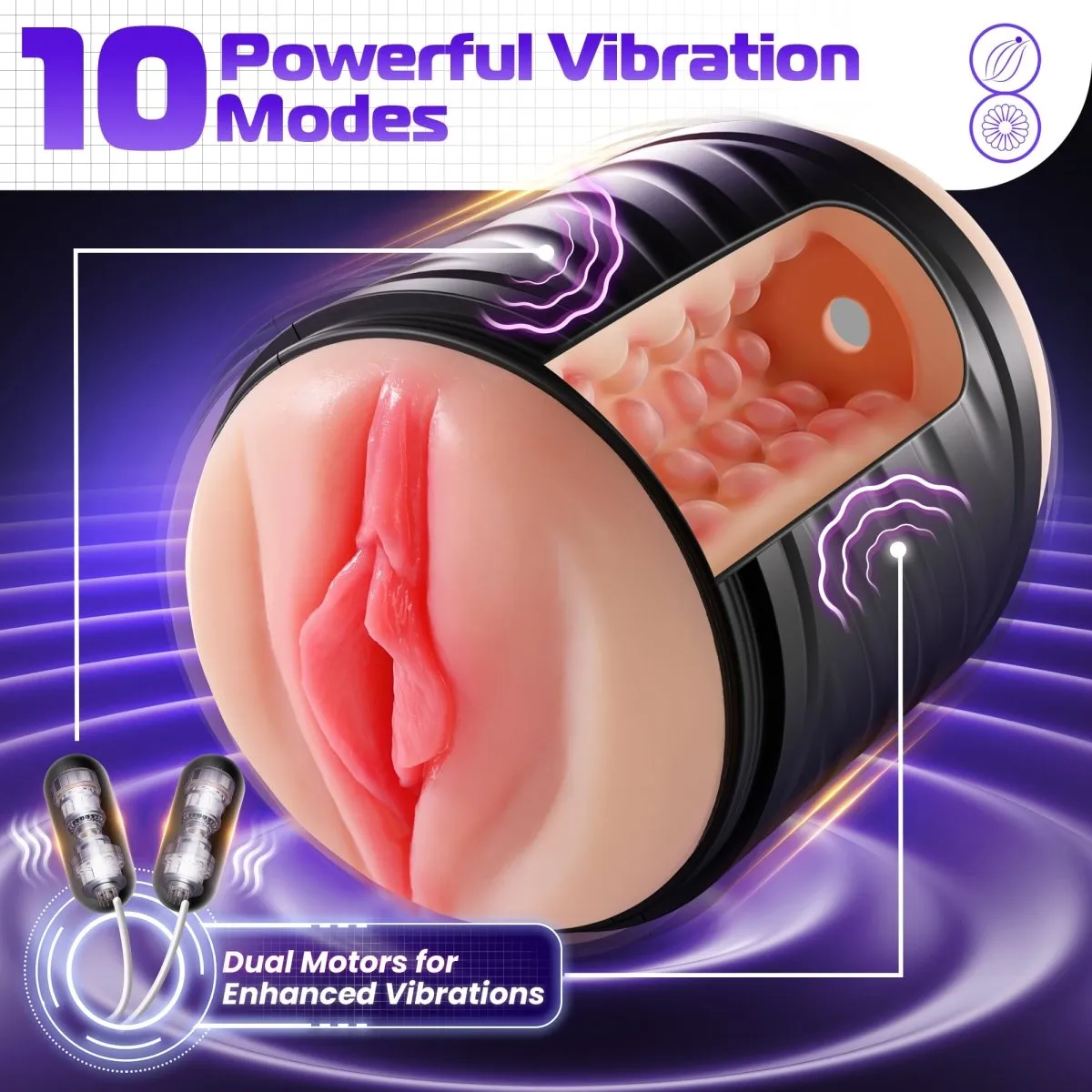 New 2 in 1 Vibrating Open-Ended Male Masturbation and Penis Trainer