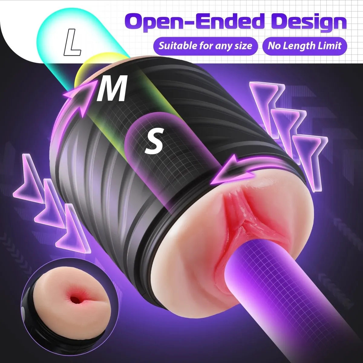 New 2 in 1 Vibrating Open-Ended Male Masturbation and Penis Trainer