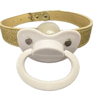 Pacifier Gag ABDL Adult Gold & White