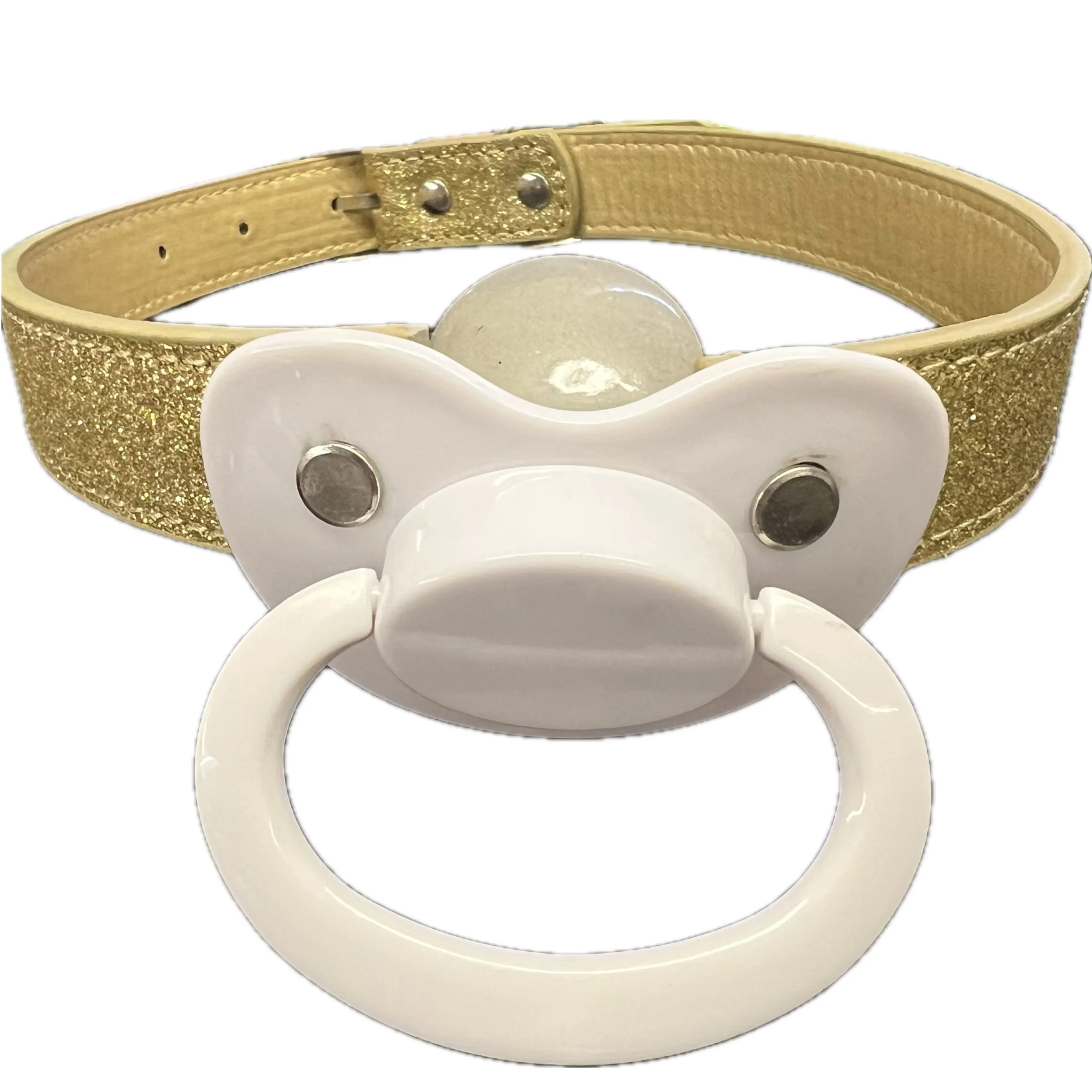 Pacifier Gag ABDL Adult Gold & White