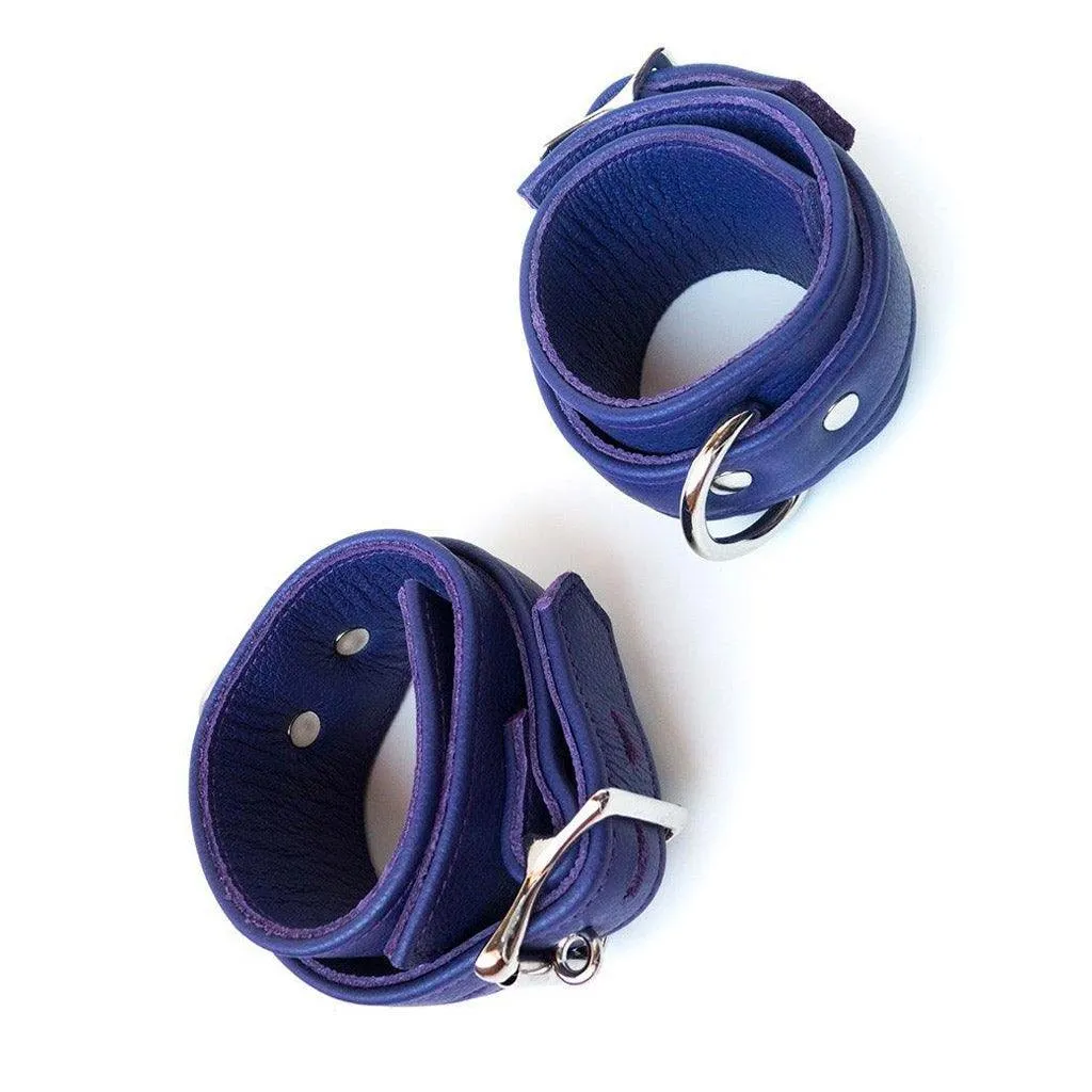 Premium Garment Leather Ankle Cuffs. Purple
