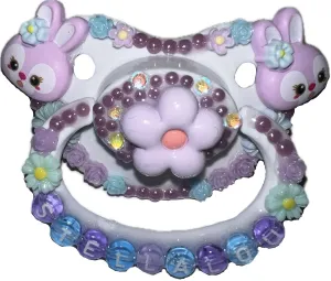 Purple Bunny Hand Crafted Deluxe Pacifier