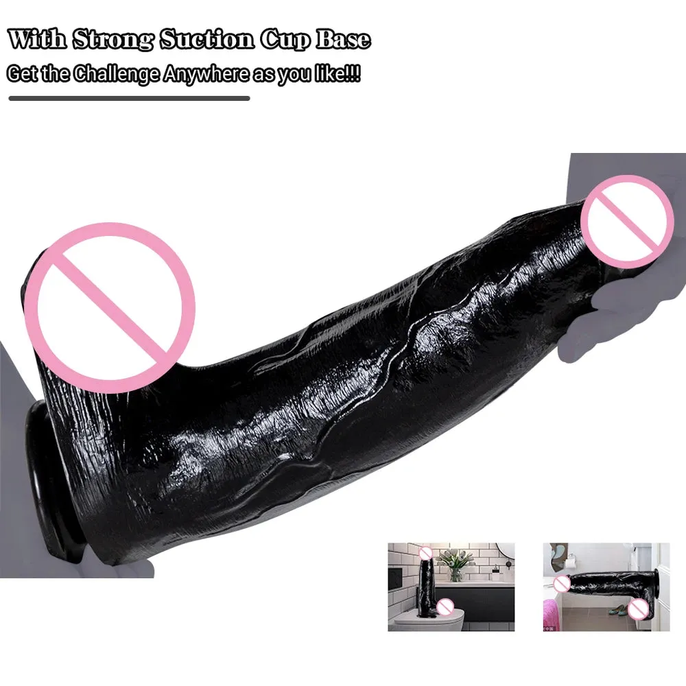 Realistic Black Dildo Butt Plug - Huge Silicone Anal Dildo Suction Cup Sex Toys