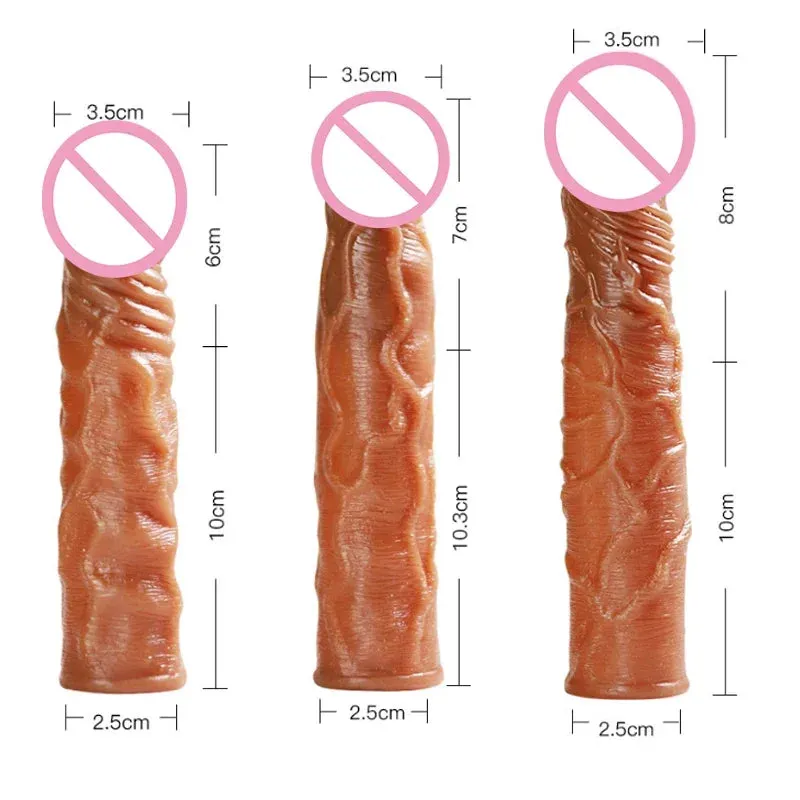 Realistic Dildo Cock Sleeve Male Sex Toys - Condom Penis Extender Vagnia Anal Stimulator