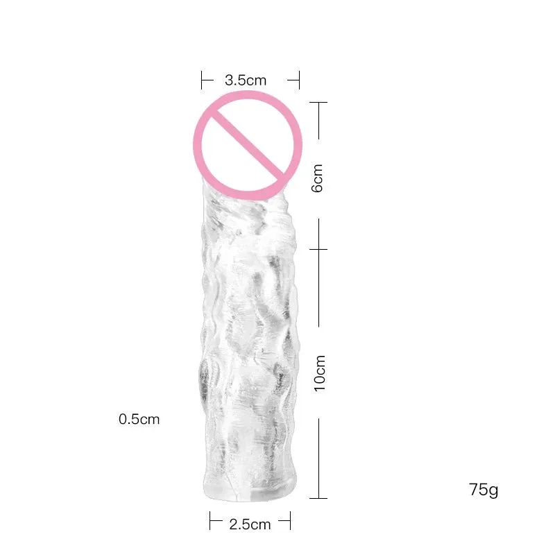 Realistic Dildo Cock Sleeve Male Sex Toys - Condom Penis Extender Vagnia Anal Stimulator