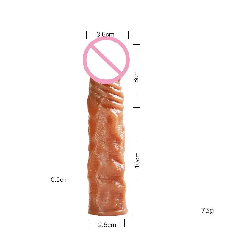 Realistic Dildo Cock Sleeve Male Sex Toys - Condom Penis Extender Vagnia Anal Stimulator
