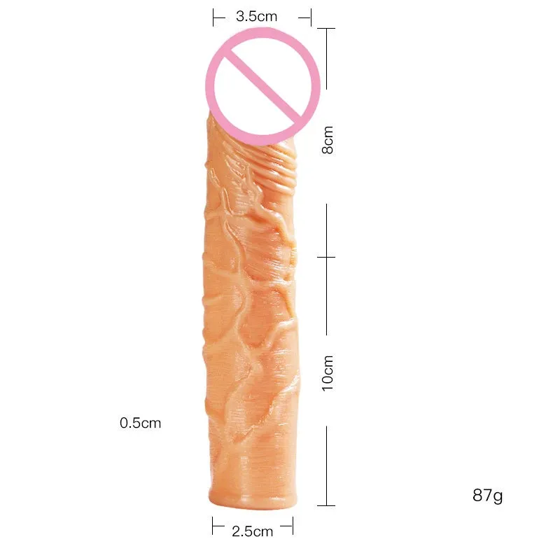 Realistic Dildo Cock Sleeve Male Sex Toys - Condom Penis Extender Vagnia Anal Stimulator