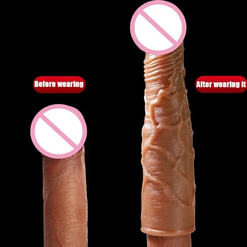 Realistic Dildo Cock Sleeve Male Sex Toys - Condom Penis Extender Vagnia Anal Stimulator