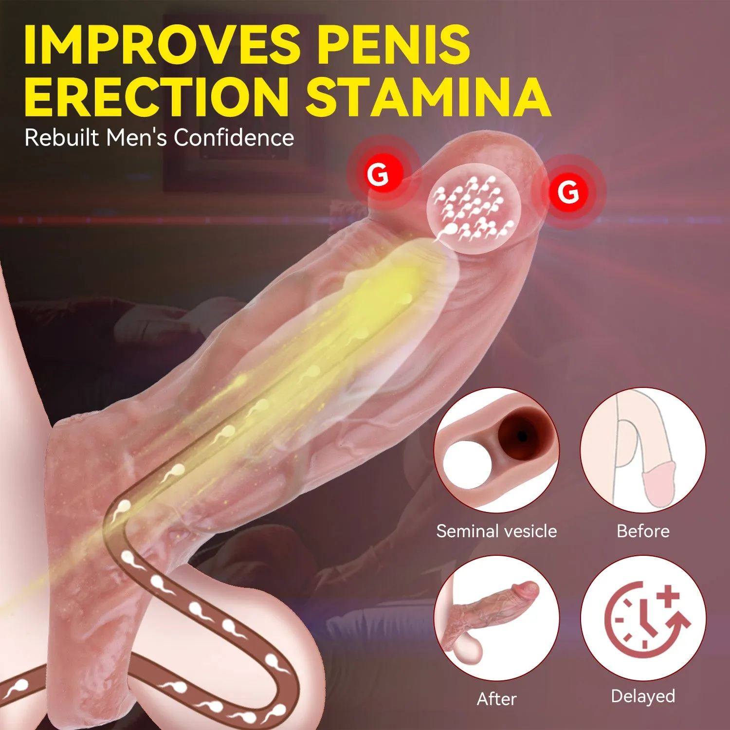 Realistic Penis Sleeve Sex Toys for Men - Stretchy Silicone Cocksleeve Sheath Extender
