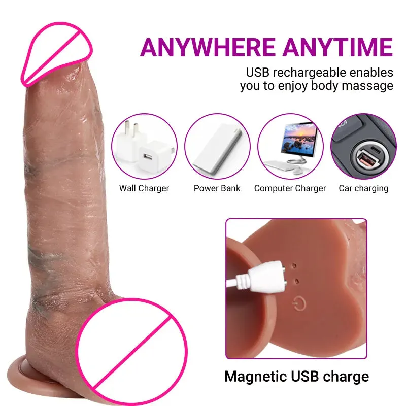 Realistic Thrusting Dildo Butt Plug - Small Glan Silicone Anal Dildos Vaginal Prostate Massager