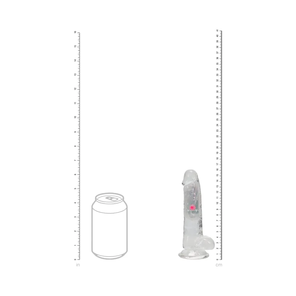 RealRock Wireless Rechargeable Remote Control Vibrating 6 in. Dildo with Balls Clear
