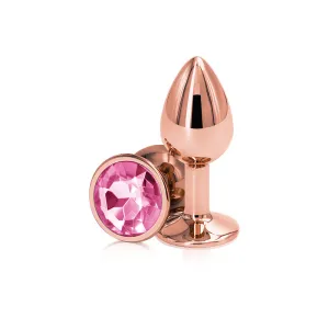 Rear Assets Rose Gold and Pink Gemstone Anal Plug - Small