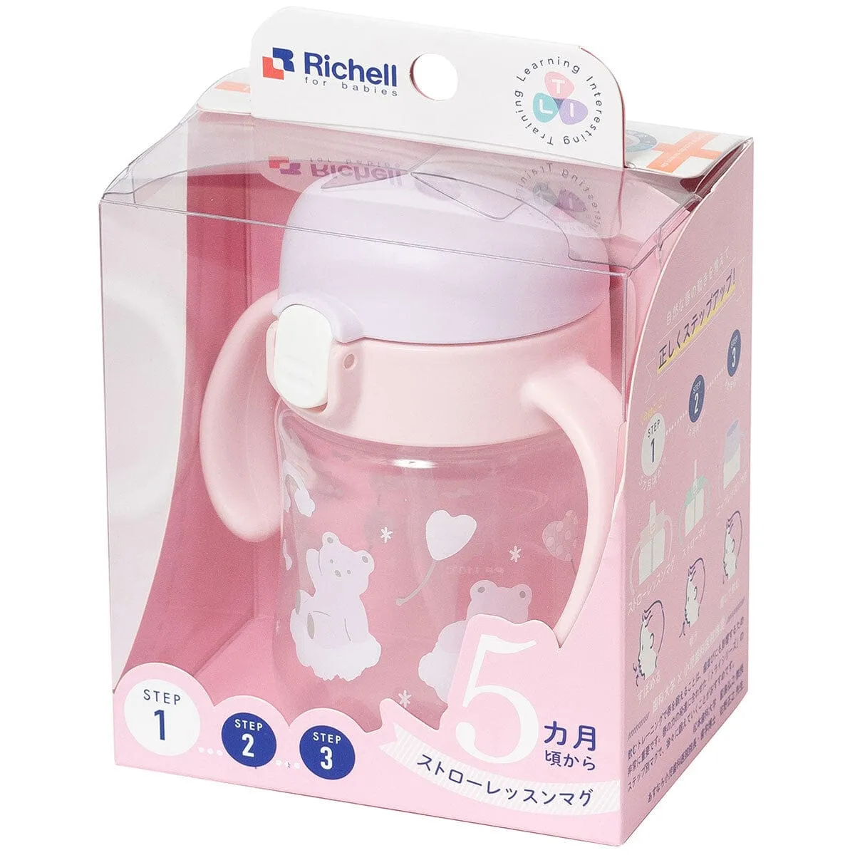 Richell - T.L.I Baby Stage 1 Try Sippy Spout Clear Training Water Bottle Mug