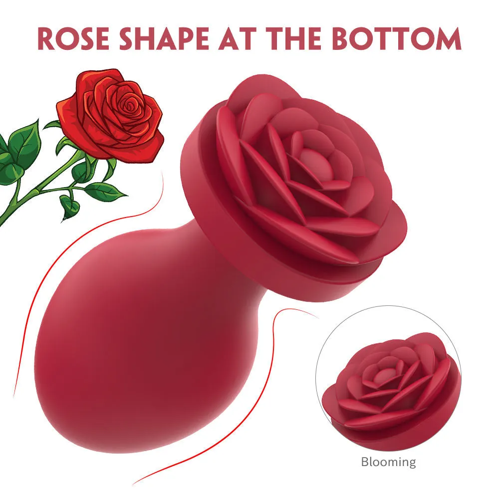 Rose Shape Silicone Anal Plug - Vibrating Butt Plug Female Sex Toy
