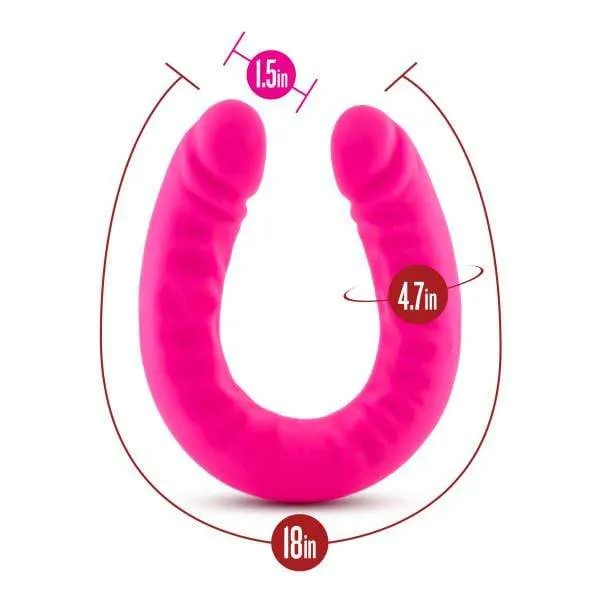 Ruse 18 inch Silicone Slim Double Dildo - Hot Pink