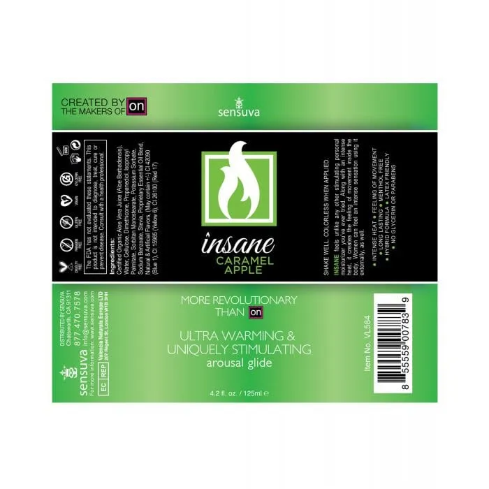 Sensuva - Insane Ultra Warming and Stimulating Arousal Glide 4.2 oz Caramel Apple Flavored
