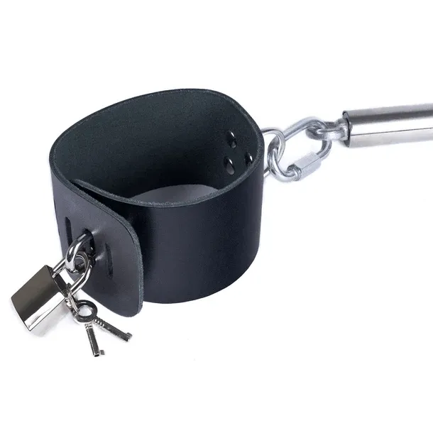 Spartacus Steel Spreader Bar with Leather Cuffs