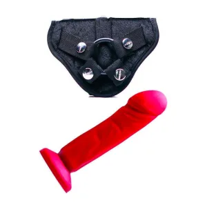 Tantus Vamp Strap-on Dildo Harness Kit. Red