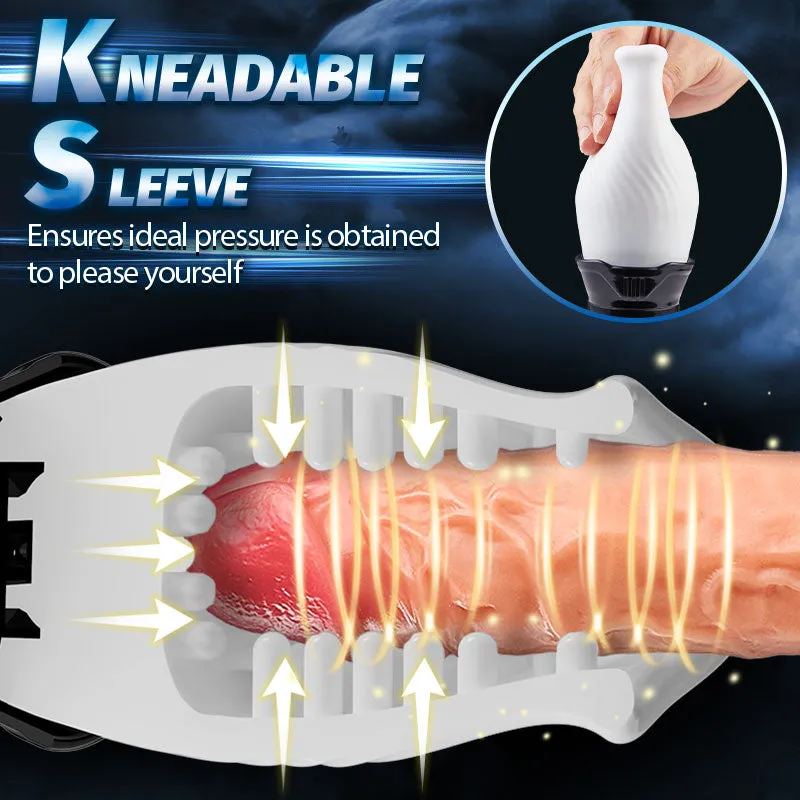 TicklingPaws -Male Rose 5 Spinning 10 Vibrating Modes Automatic Stroker (White)