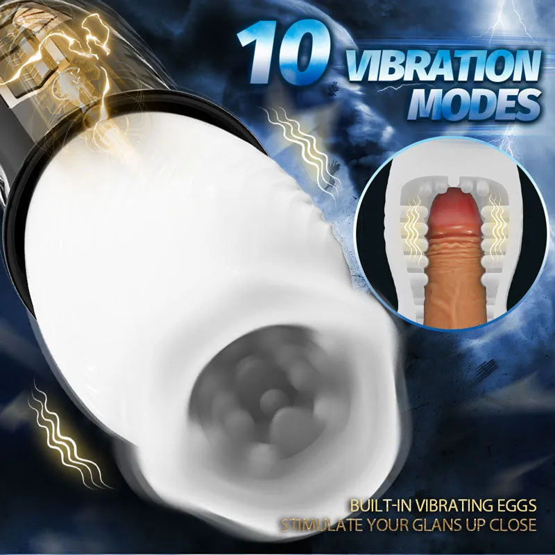 TicklingPaws -Male Rose 5 Spinning 10 Vibrating Modes Automatic Stroker (White)