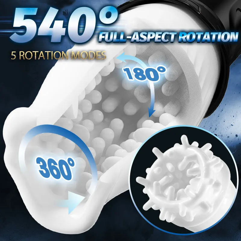TicklingPaws -Male Rose 5 Spinning 10 Vibrating Modes Automatic Stroker (White)