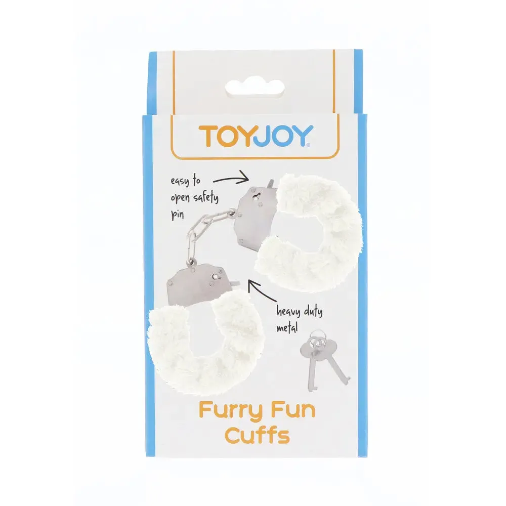 Toyjoy Metal White Furry Fun Wrist Cuffs with 2 Keys