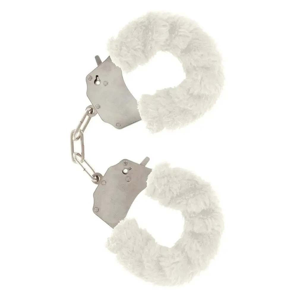 Toyjoy Metal White Furry Fun Wrist Cuffs with 2 Keys
