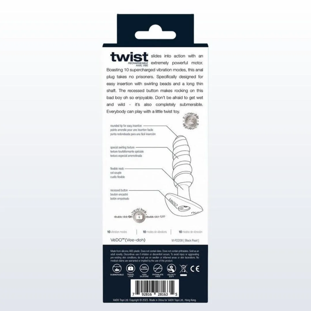 VeDO Twist Plug Vibrating Butt Plug  - Black