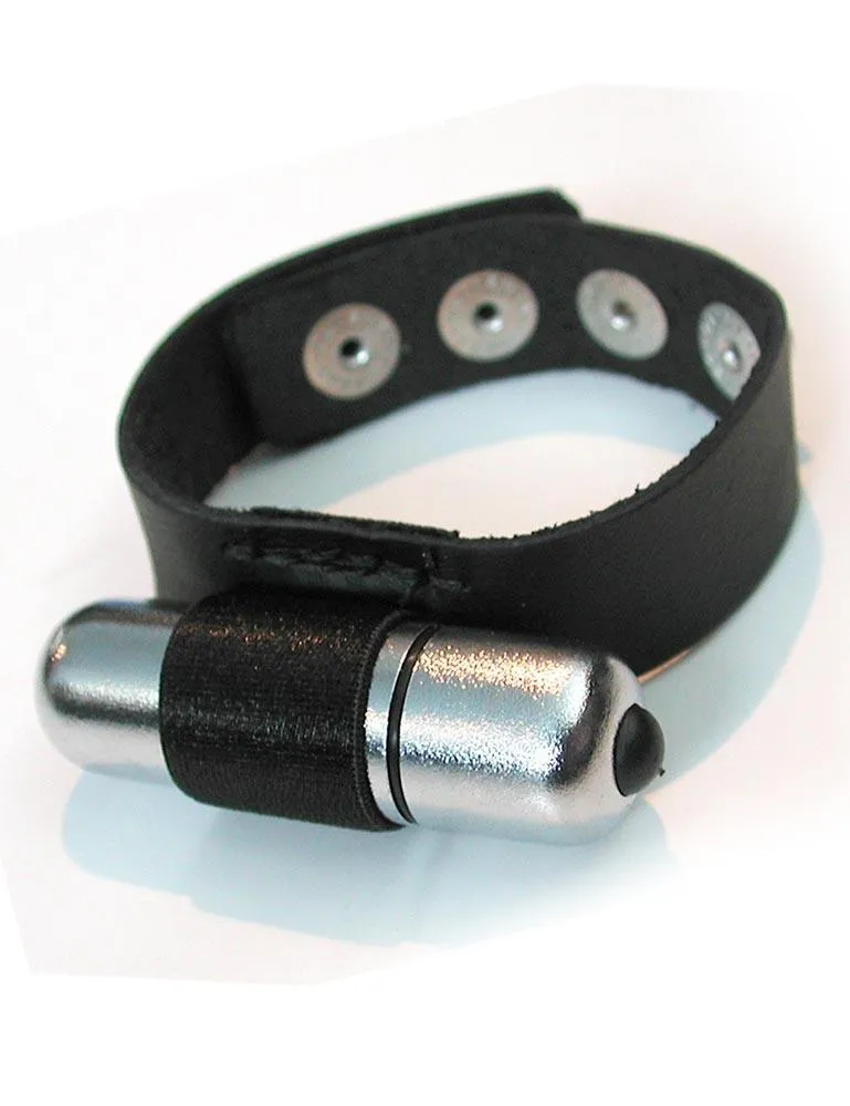 Vibrating Leather Cock Ring