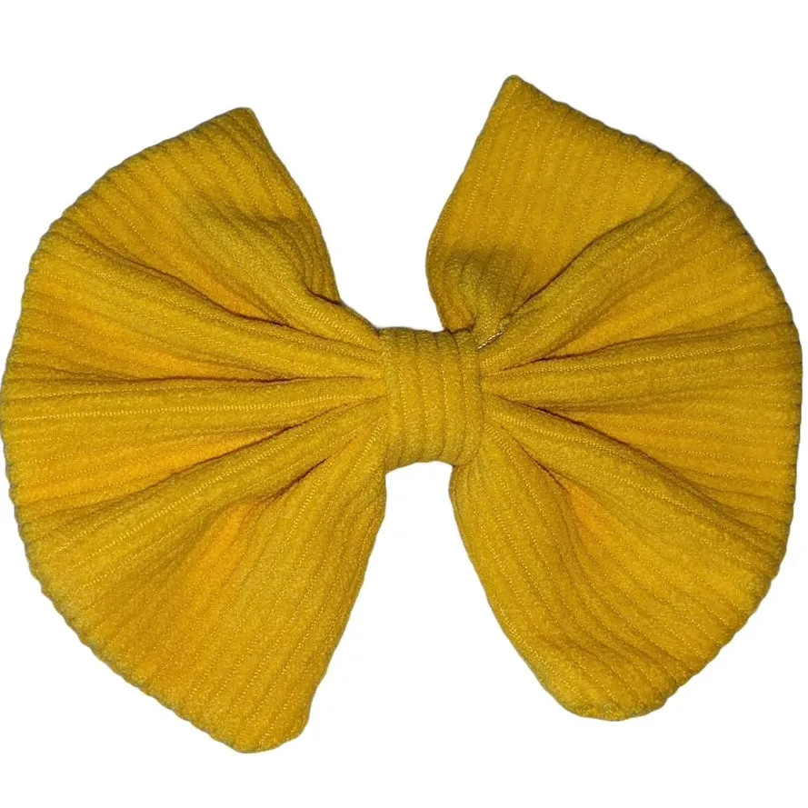 Yellow Fabric Hair Bow ^